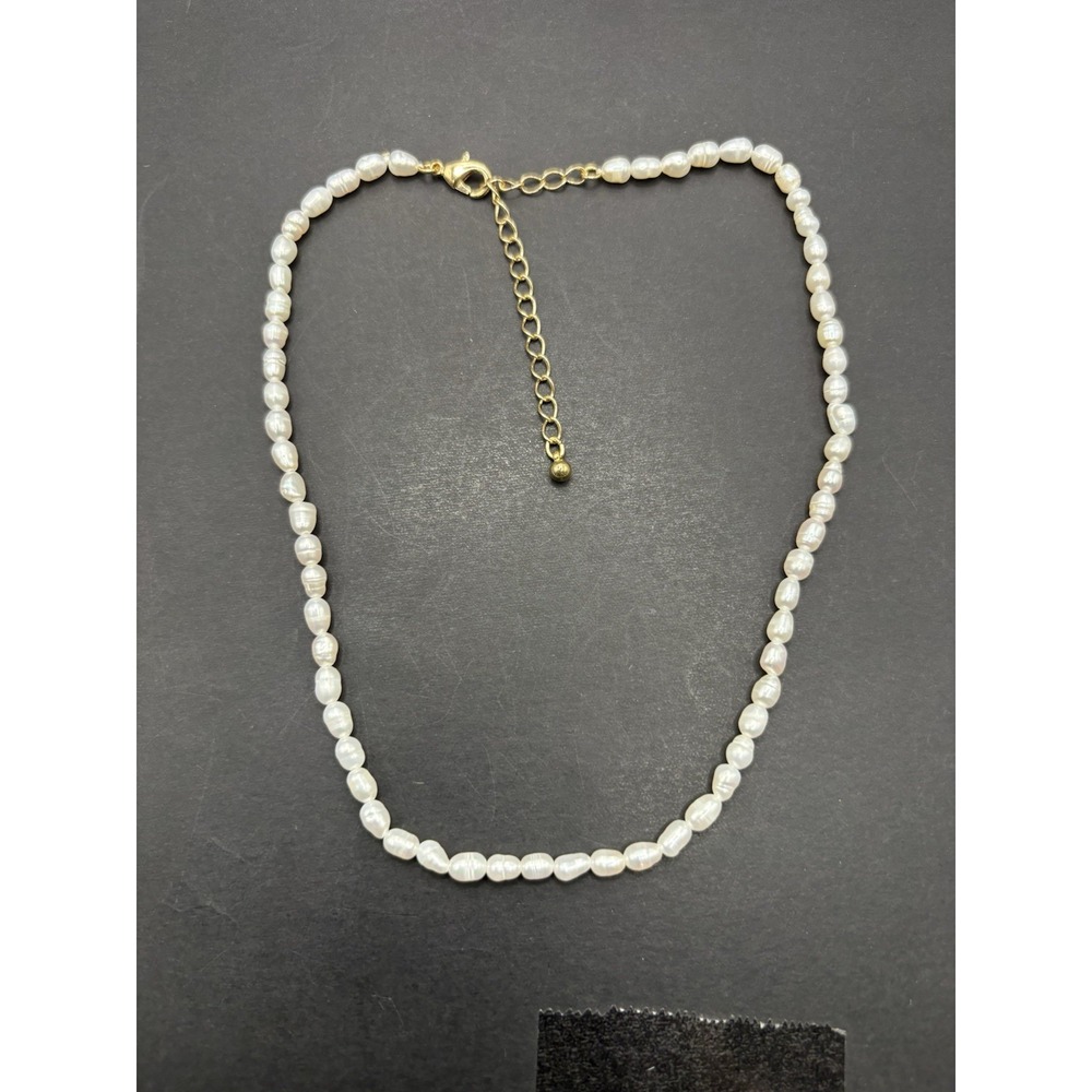 18" EUC Gold Sterling Silver Freshwater Pearl Necklace H5
